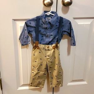2 piece boy set with Suspenders  6mos